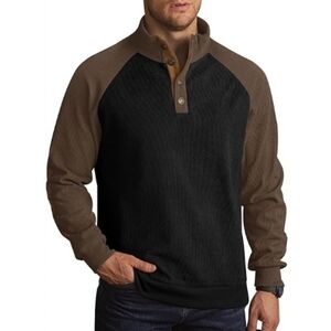 mens corduroy fleece-lined sweatshirt heavyweight black brown 3XL
